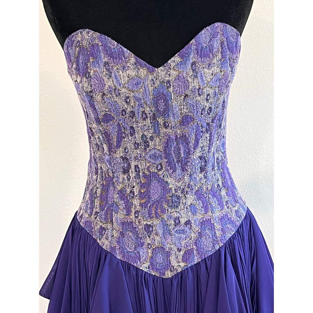 Ethereal Purple Size 8 Strapless Corset Midi Dress‎ Fairycore Whimsigoth Formal